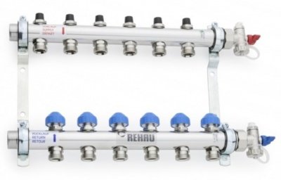 REHAU  Распределительный коллектор HKV на 10 контуров (нерж .сталь)